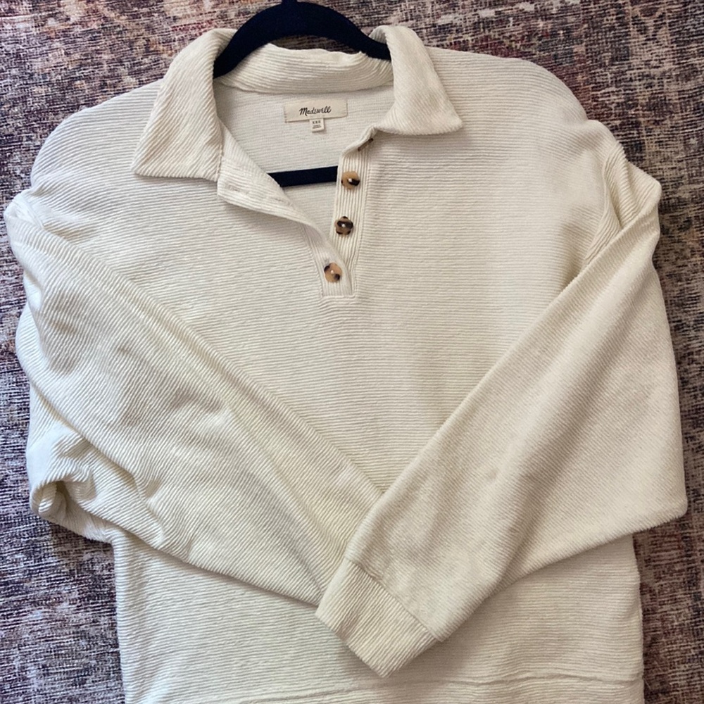 Ottoman Jacquard Polo Top Antique Cream xxs - Picture 3 of 6